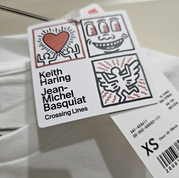 Super Rare Uniqlo x Keith Haring Basquiat Crossing Lines Tee XS adult NWT - Picture 3 of 5